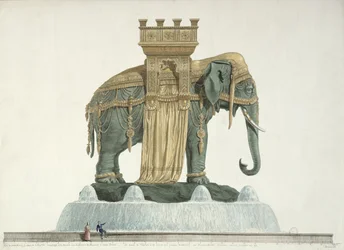Ontwerp voor de Olifantenfontein op de Place de la Bastille, 1813-14